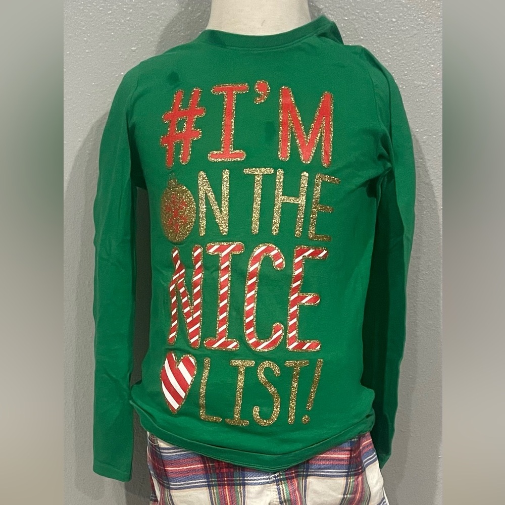 The Children's Place Green Long Sleeve Tee with Festive Print
